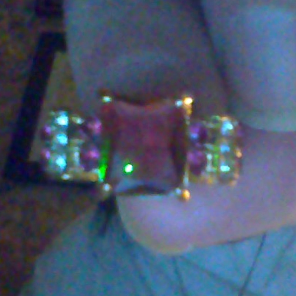 Size 5 Ring Gold Plated 925 St. Silver With Tanzanite And Cz Diamonds